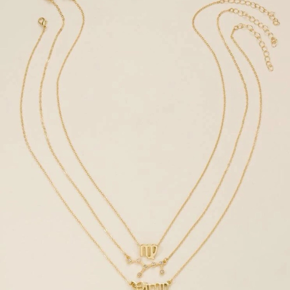 Virgo 3 pieces zodiac gold necklace - Picture 2 of 3